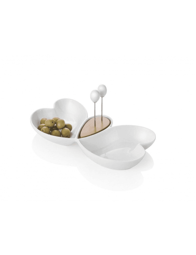 Brandani - Porcellana &amp; Bamboo Antipastiera Cuor di Butterfly
